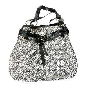Francisco Biasia Straw Bucket Bag Black and White Weaved Large Bag Purse